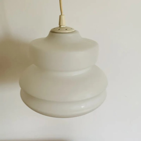 Vintage white opaline Pendant lamp, Scandinavian Design, Glass (photo 6 of 11)