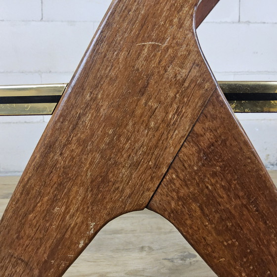 Image 1 of Vintage bijzettafel / plantentafel (Van Teeffelen stijl)  Formica / beukenhout (jaren 60 / 60s)