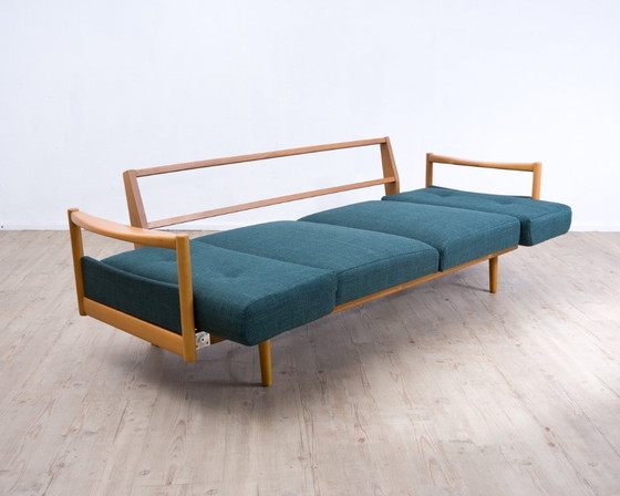Image 1 of Sofá/diván "Stella" de los años 60, una pieza rara fabricada en madera maciza de haya por Walter Knoll.