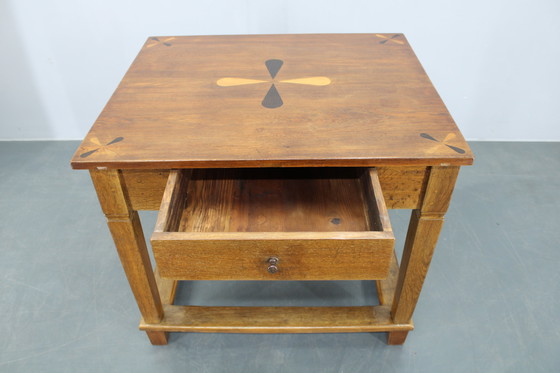 Image 1 of Gerestaureerde antieke eiken tafel uit 1930, Tsjecho-Slowakije