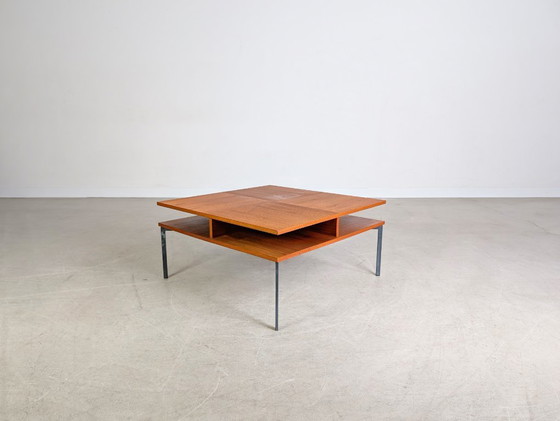 Image 1 of Table basse vintage danoise originale en teck et métal, style milieu du siècle, années 1970