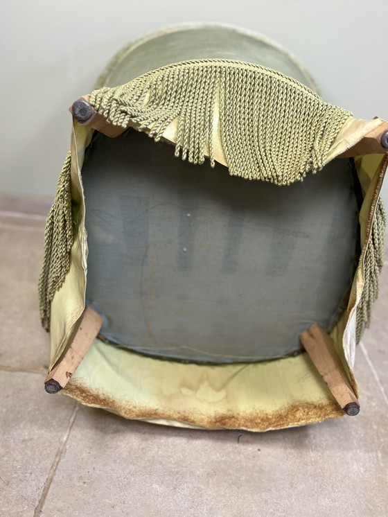 Image 1 of Amandelgroene fluwelen paddenstoelfauteuil