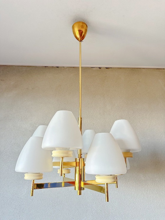 Vintage Kaiser Leuchten Pendant lamp – Glass, Brass (photo 3 of 15)