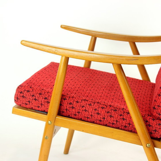Image 1 of Sillón Boomerang de mediados de siglo, fabricado por Ton en Checoslovaquia en la década de 1960.