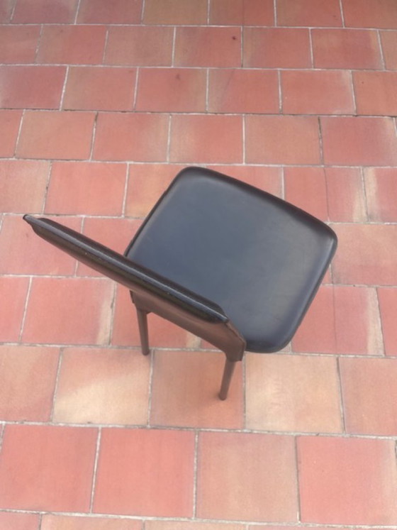 4 Ou 6 Chaises de salle à manger design en cuir noir (Design italien) – Metal, Leather (photo 7 of 10)