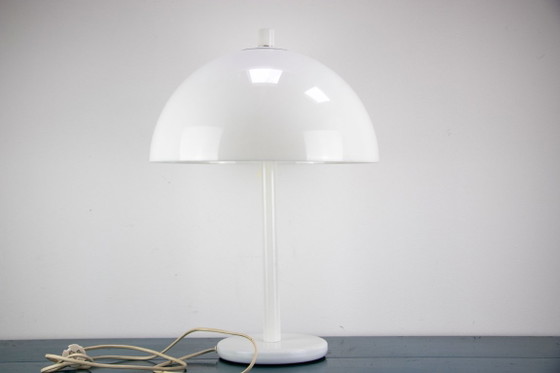 Lampe de table Dijkstra champignon, blanche, années 70 – Métal, Plexiglas (photo 4 of 5)