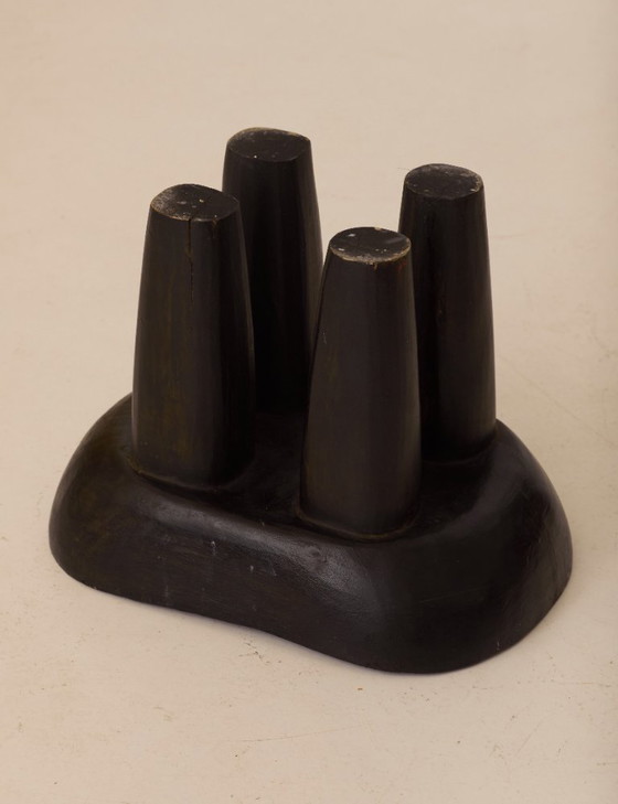 Image 1 of Vintage Senufo Monoxylous African Stool, Black/Wenge