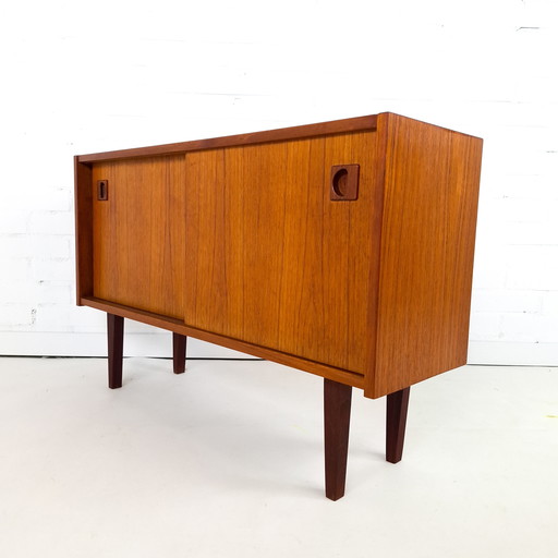 Vintage Danish design sideboard teak sliding doors 1970s