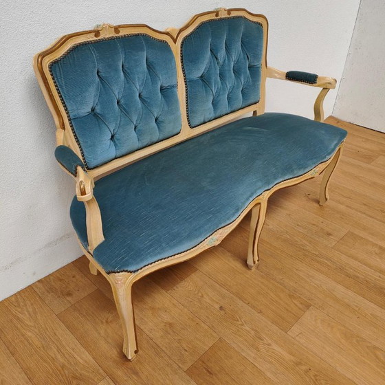 Banc Vintage Brocante Rococo Queen Ann pour Hall et Boudoir – Textile (photo 9 of 20)