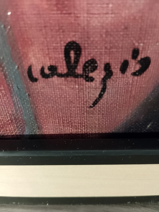 Image 1 of Anatomisch kubistisch portret: Kaptafel met krulspelden, olieverf op linnen doek, gesigneerd Calezis, circa 1955