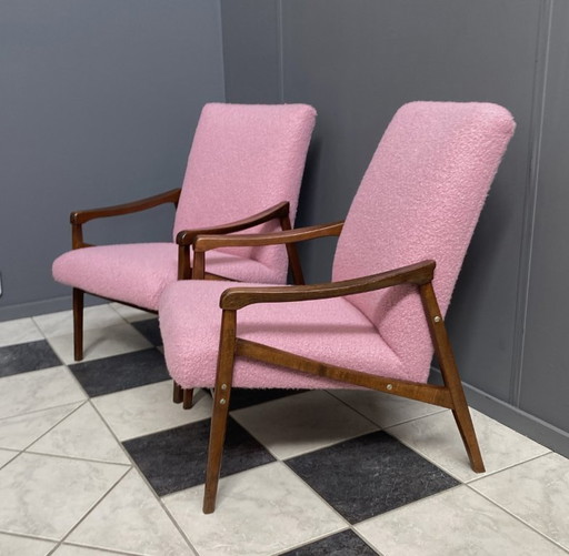 Pink Boucle Jiri Jiroutek chairs 1960s