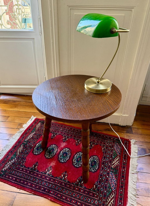 Table d'appoint tripode en bois tourné - style brutaliste