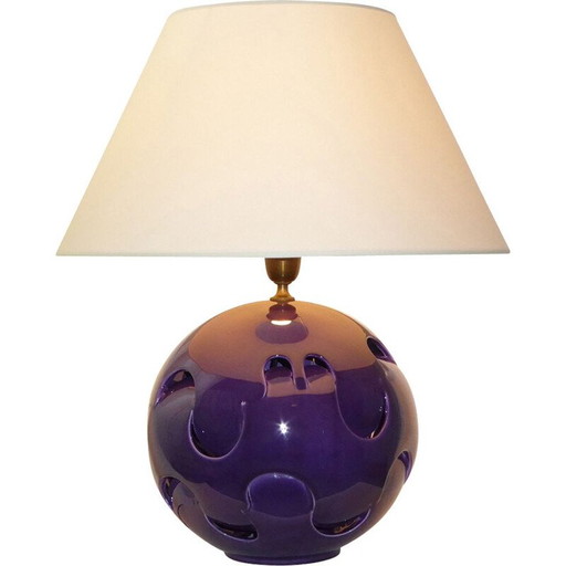 Vintage plum ceramic lamp, 1970