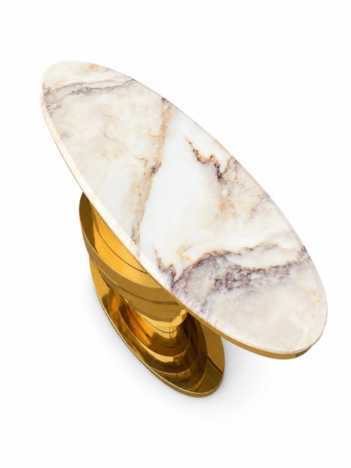 Contemporary Console Table, Side Table, Brass and Gold Marble – bijzettafels (photo 2 of 9)