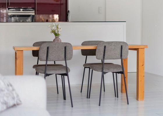 Image 1 of Juego de 4 sillas de comedor – bouclé gris
