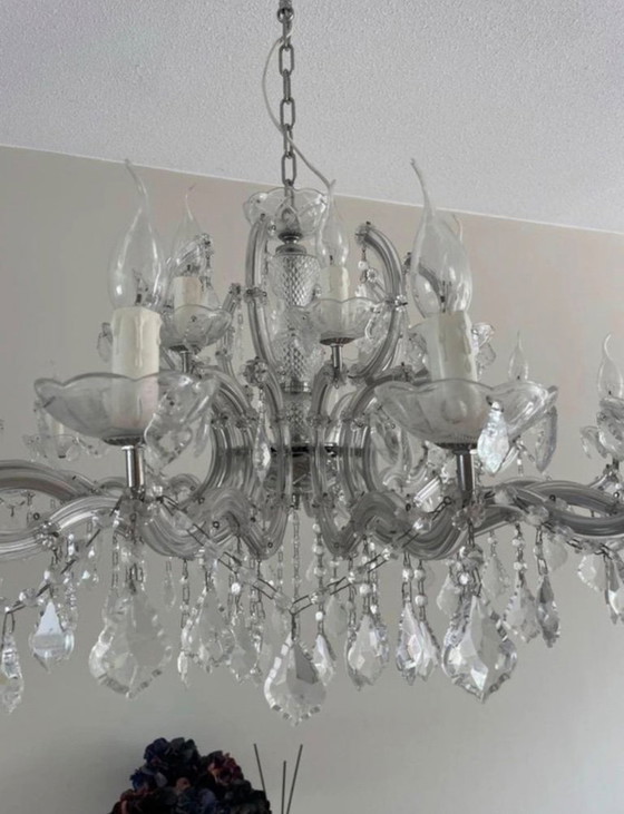 Grande Lampadario con Cristalli e Pezzi di Ricambio – Cristallo, Plastica (photo 2 of 9)