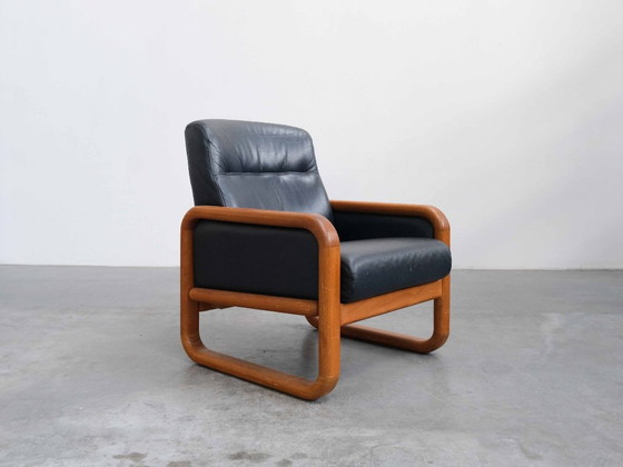 Fauteuil Lounge Vintage Danois en Teck – Wood, Leather (photo 2 of 7)