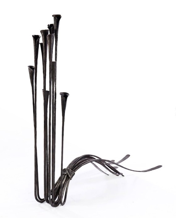 Image 1 of Geschmiedeter Metallbodenschmuck / Kandelaber . 1980's