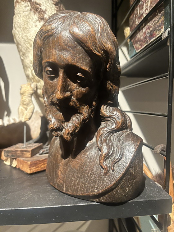 Image 1 of Museum-quality 18th-Century Oak Bust of Christ (c. 1725) | Ecclesiastical Masterpiece