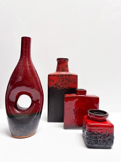 Set of four modernist ceramic vases. Germany, 1960s and 1970s.