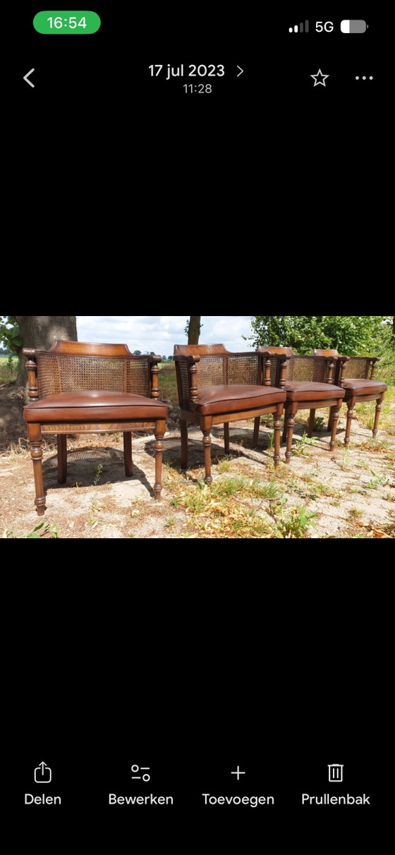 Image 1 of 4 klassiek eiken eetkamer armstoelen leder 