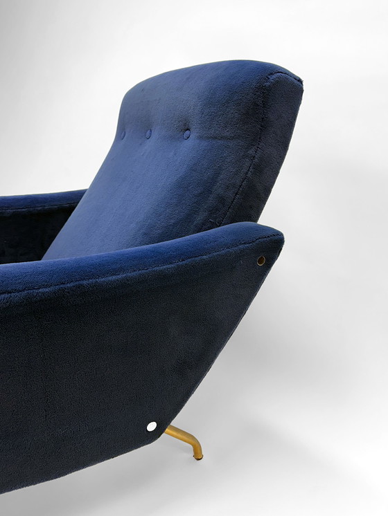 Image 1 of Pair of Royal Blue Galion Lounge Chairs by Steiner (1950s)