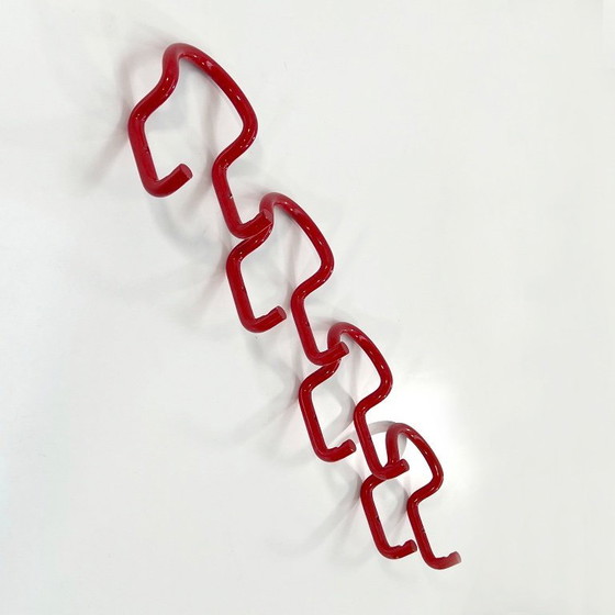 Image 1 of Set of 4 Red Taka Coat Hooks by Cesare Rota Nodari for Acerbis, 1960s