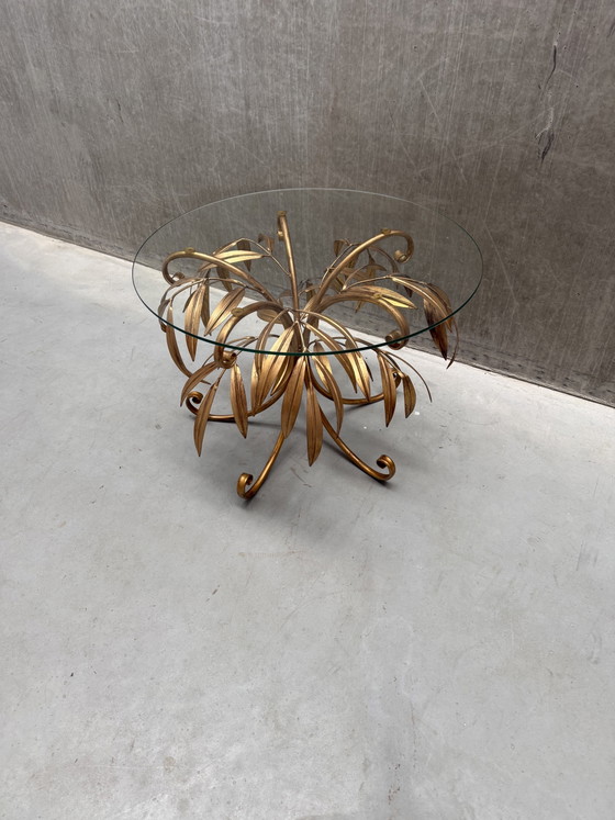 Image 1 of Hans Kögl Side Table Palm Leaves Gold Leaf 1970s
