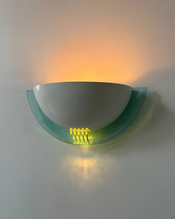 Image 1 of Coppia di applique postmoderniste in metallo bianco e perspex, Francia 1980