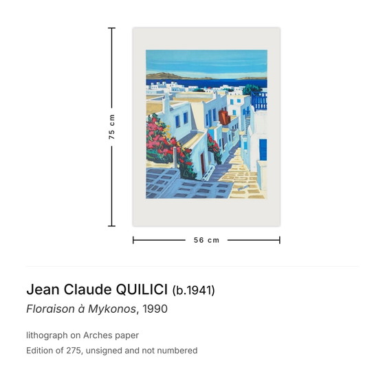 Image 1 of Jean Claude Quilici, Florecimiento en Mykonos, litografía, 1990