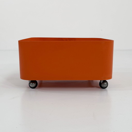 Jardinière orange sur roues modèle 4682 par Anna Castelli pour Kartell, années 1970