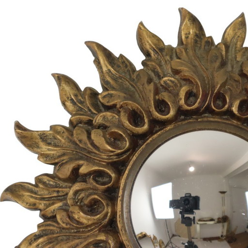 Kleine Italiaanse Zonnespiegel Sunburst Rococo Stijl 24cm