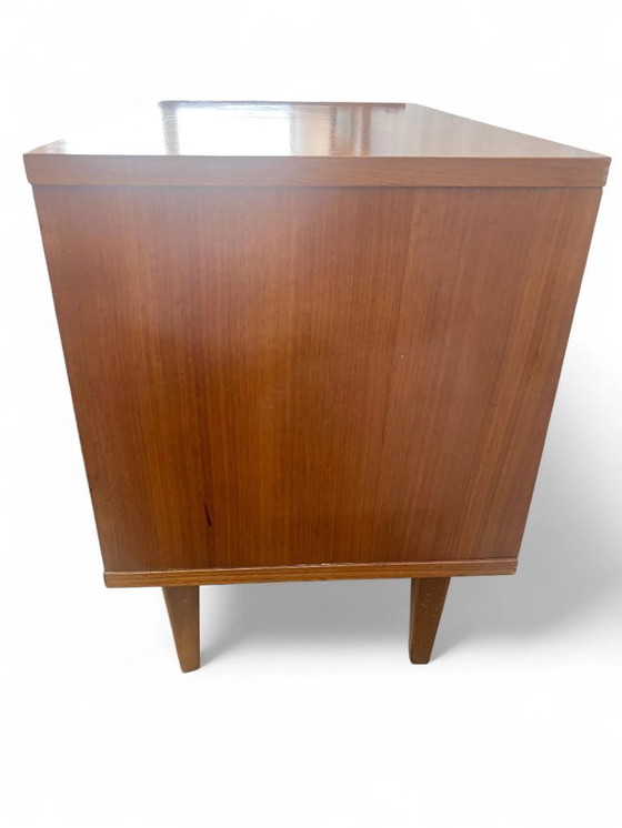 Image 1 of Vintage nachtkastje in Mid Century stijl | bijzettafeltje met lade & klep | retro jaren 50/60