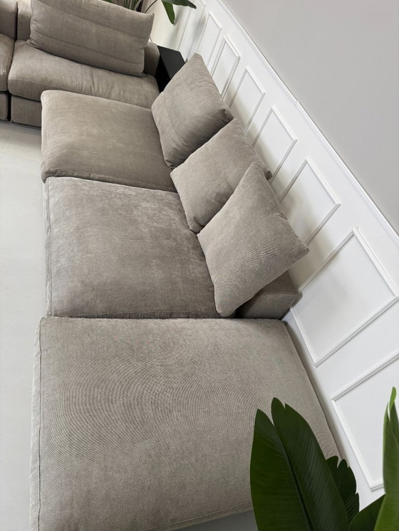 Image 1 of Flexform Groundpiece sofá de diseño de tela gris barro sofá esquinero