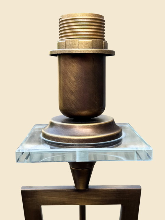 Image 1 of 🔷 UNICUM | Il Paralume Marina Bronze Table Lamp | Italian Design | Murano Glass | 1987-1995