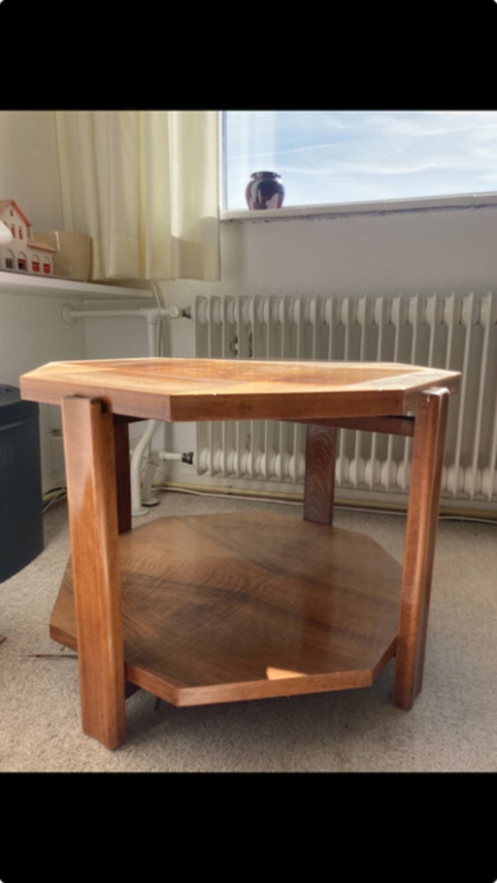 Image 1 of Art Deco octagonal table (inlaid) with lower shelf.