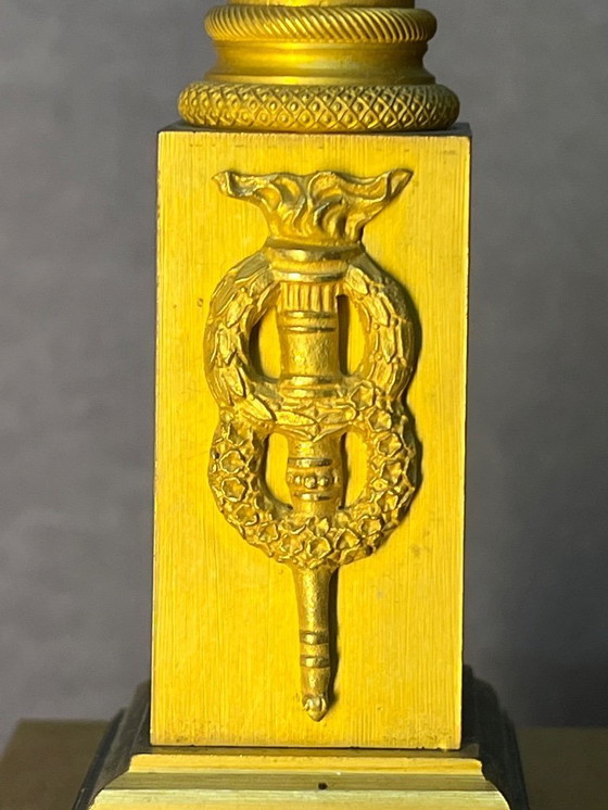 Image 1 of Empire Period Clock Gilt Bronze Art and Science Attributes