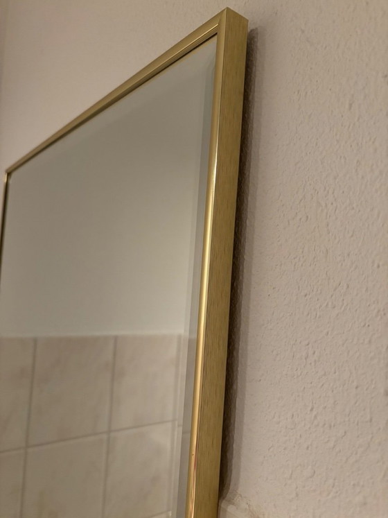 Image 1 of Rectangular Wall Mirror with Brass Frame 87 x 56 x 2 cm