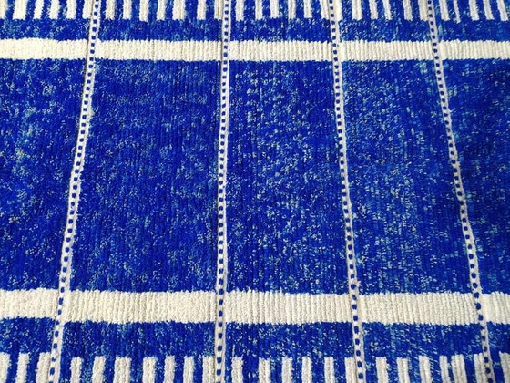Tapis en laine nationale marocaine tissé a la main traditionnelle bleu taille 200/300 cm – Aime Té, Wool (photo 10 of 10)