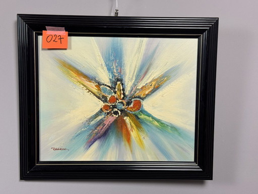 Color Constellation signed by Baards, 1970s. Oil on Canvas.