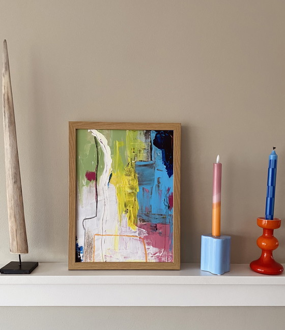 Image 1 of Colorful abstract painting with frame - 30x40 cm