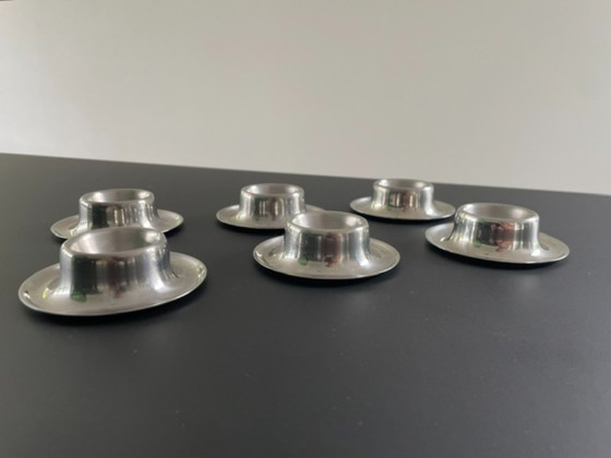 Image 1 of Set van 6 vintage RVS INOX eierdopjes | minimalistisch design