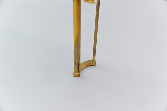 Image 1 of Tavolino da caffè vintage in ottone e vetro attribuito a Peter Ghyczy, anni '70