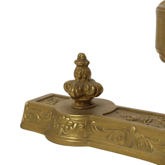 Vintage Brass Side Table with Round Onyx Marble Top (photo 11 of 23)