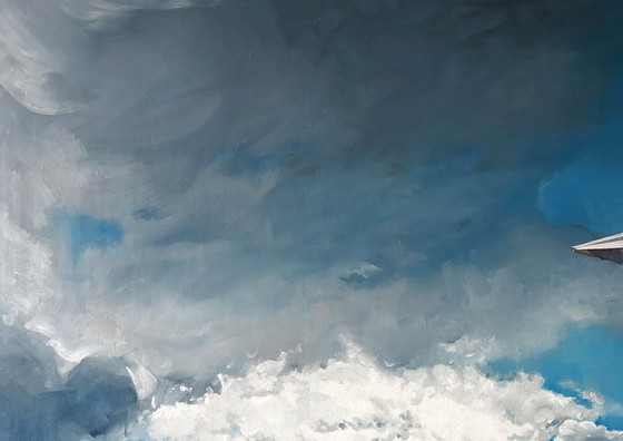 Original Oil Painting Modern Art Landscape Sky Clouds To A Meeting – Paintings & Drawings, Canvas (photo 4 of 7)