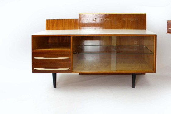 Image 1 of Modular Desks with White Glass Tops by Mojmir Pozar for Up Závody, 1960s, Set of 3