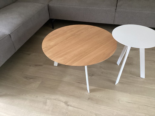 1 Studio Henk Salontafel Houten Blad Met Wit Onderstel