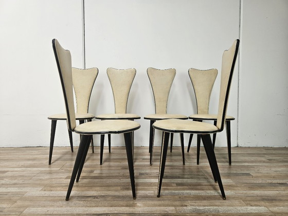 Set van zes mid-century moderne eetkamerstoelen van Umberto Mascagni – Wood (photo 4 of 16)