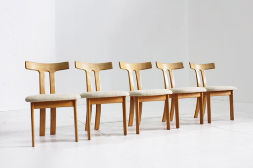 5 x Chaises de salle à manger vintage Mid Century en forme de T 1960s
