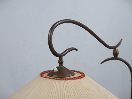 Image 1 of Osvaldo Borsani adjustable floor lamp brass & cherry wood 1950s